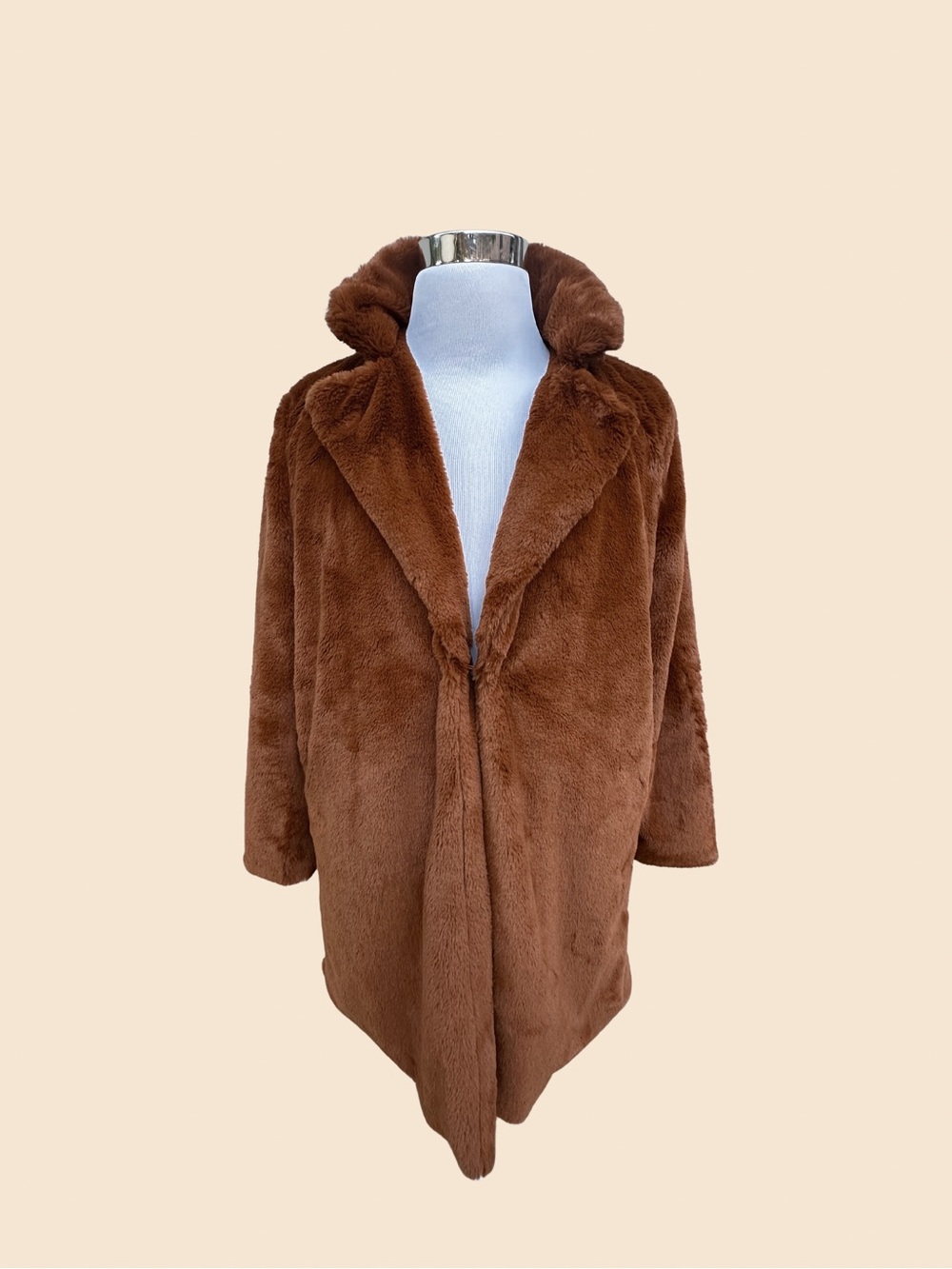 Buddy Love Cozy Plush Faux Fur Coat in Rich Brown
